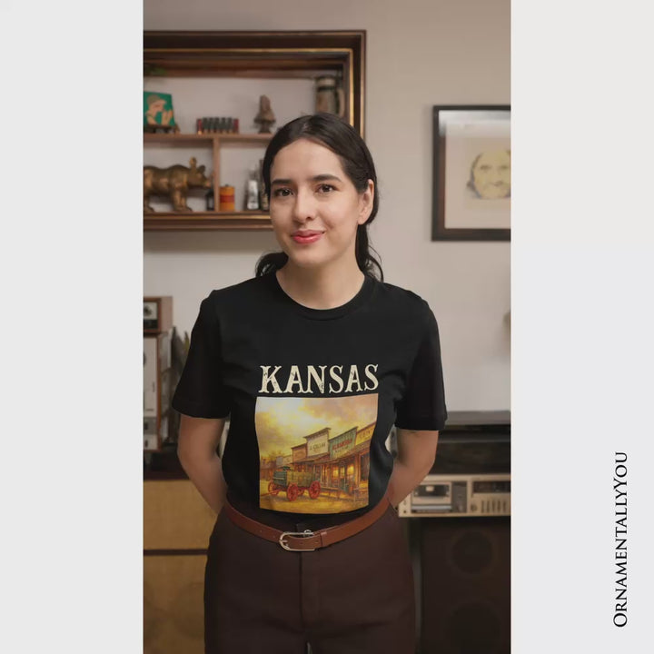 Vintage Kansas State Dodge City Boot Hill Street Scene T-Shirt, Wild West Tee and Frontier Souvenir