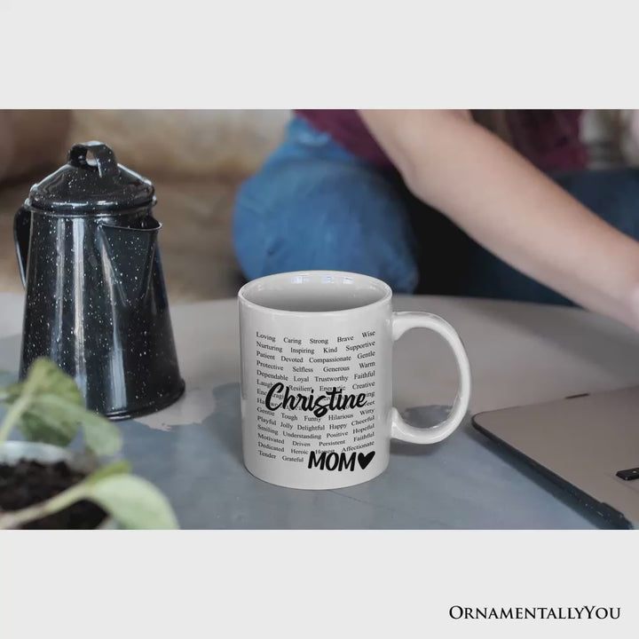 Words That Define Mom Personalized Mug, Appreciation Gift For Mom With Custom Name