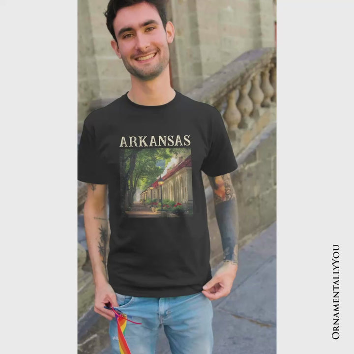 Vintage Arkansas State Hot Springs T-Shirt, Bathhouse Row Tee and Scenic Landmark Keepsake Souvenir
