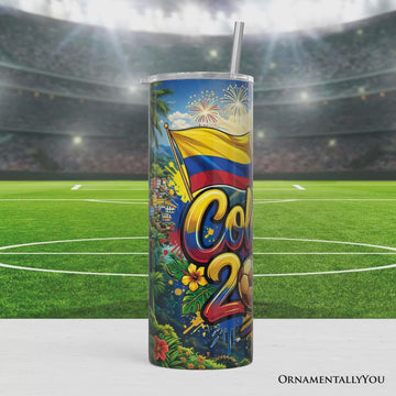 Colombia 2026 Soccer Cup Global Championship 20oz Tumbler With Lid and Stainless Steel Straw, Fans Football Gift Cup