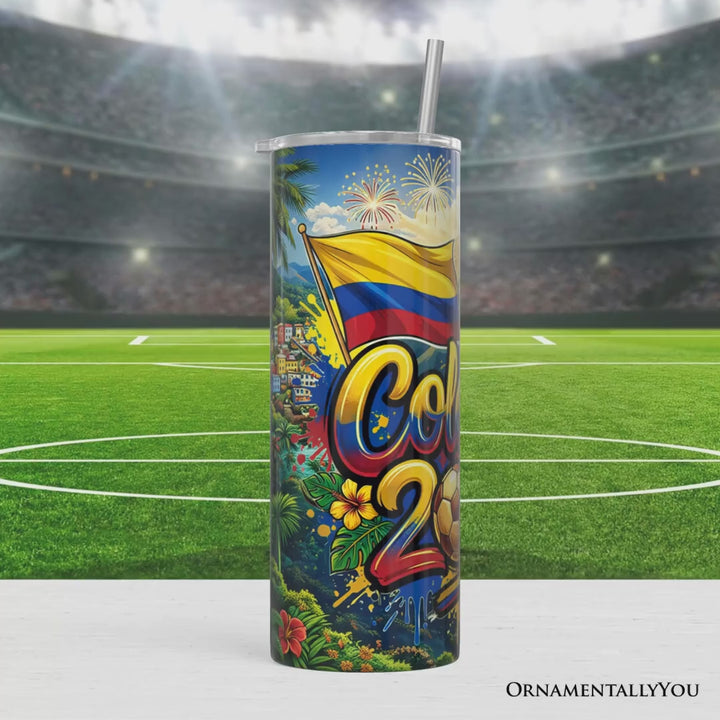 Colombia 2026 Soccer Cup Global Championship 20oz Tumbler With Lid and Stainless Steel Straw, Fans Football Gift Cup