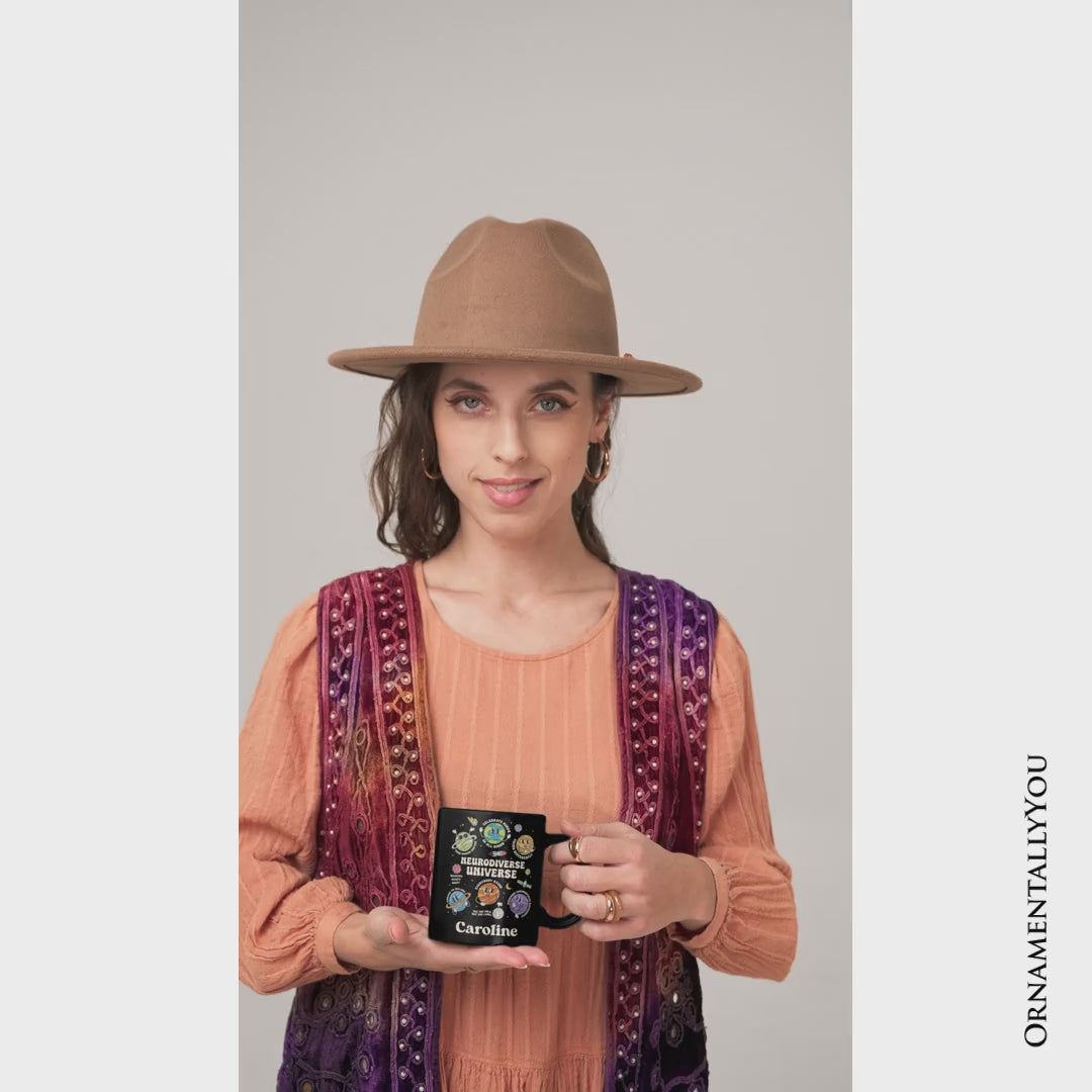 Neurodiverse Universe Autism Space Personalized Mug, Colorful Autism Awareness Education Gift with Custom Name