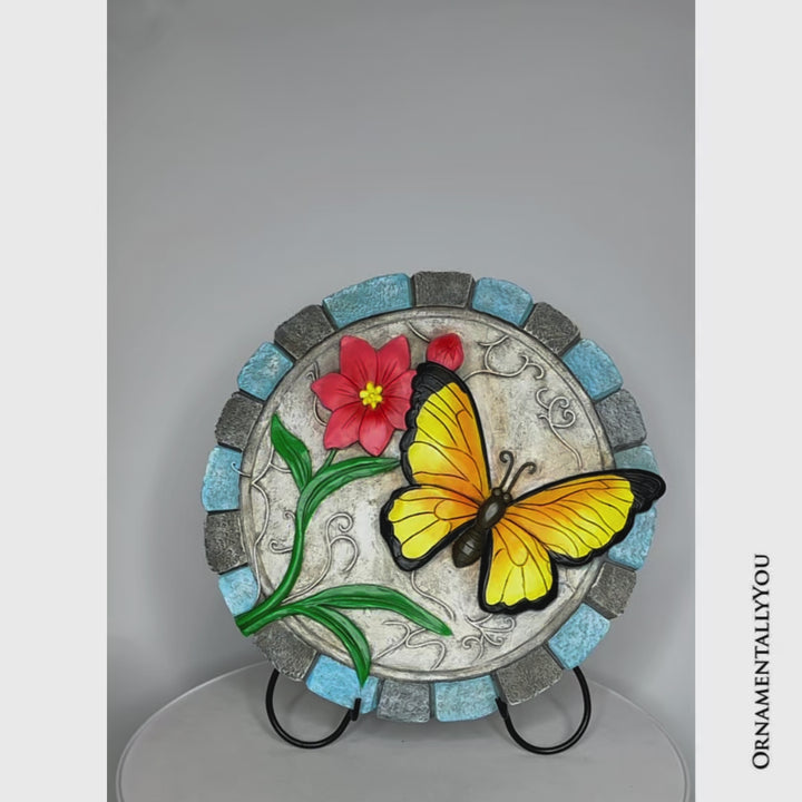 Colorful Moments Bloom Stepping Stone, 9.5" Butterfly Garden Decorative Figurine