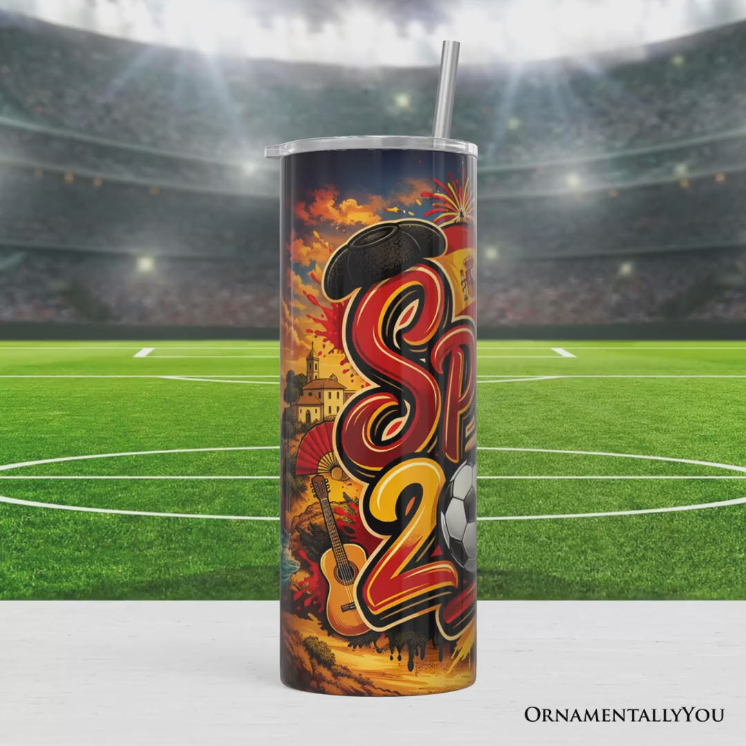 Spain 2026 Soccer Cup Global Championship 20oz Tumbler With Lid and Stainless Steel Straw, Fans Football Gift Cup