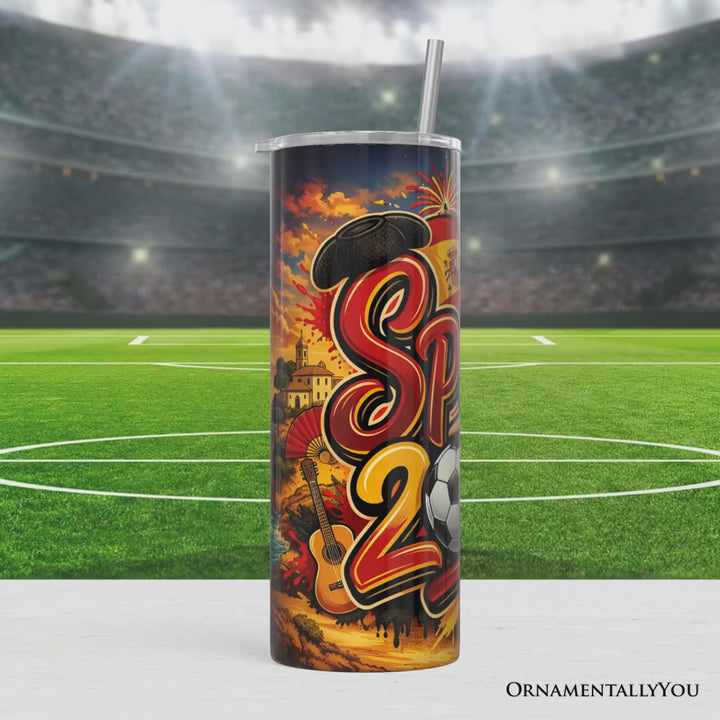 Spain 2026 Soccer Cup Global Championship 20oz Tumbler With Lid and Stainless Steel Straw, Fans Football Gift Cup