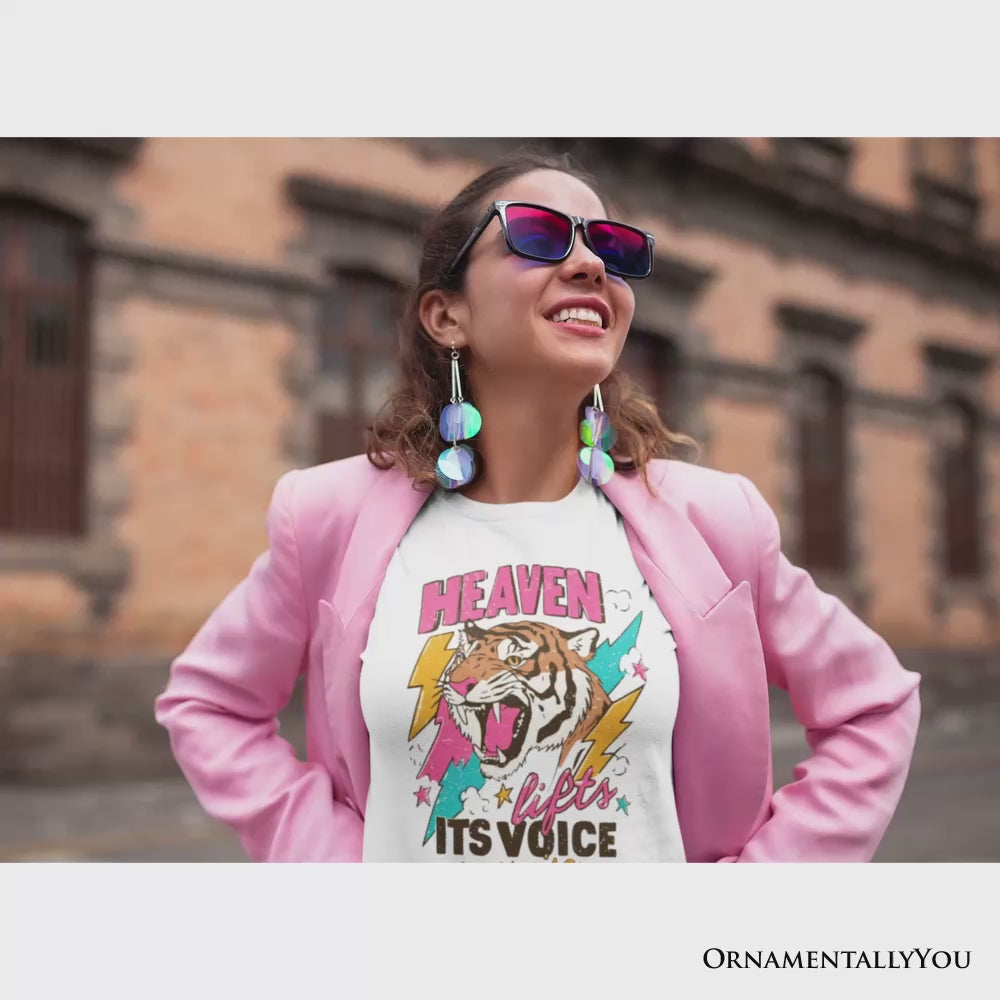 Heaven Lifts its Voice in Praise Christian T-Shirt, Tiger Psalm 19:1 Bible Verse Tee