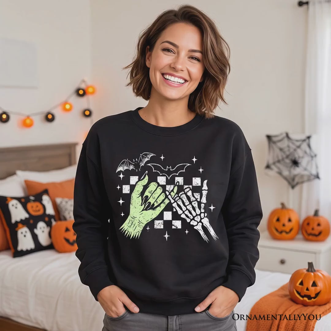 Monster Skeleton Pinky Promise Sweatshirt, Funny Spooky Halloween Sweater