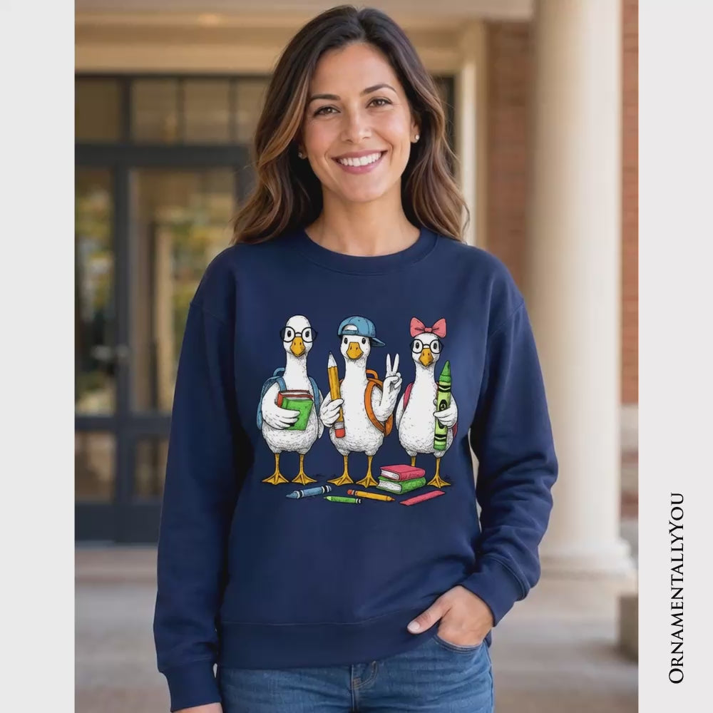 Goose Back to School Sweatshirt, Cute Teacher Student Classroom Sweater