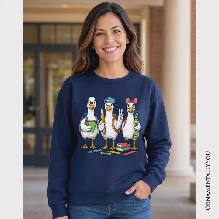 Goose Back to School Sweatshirt, Cute Teacher Student Classroom Sweater