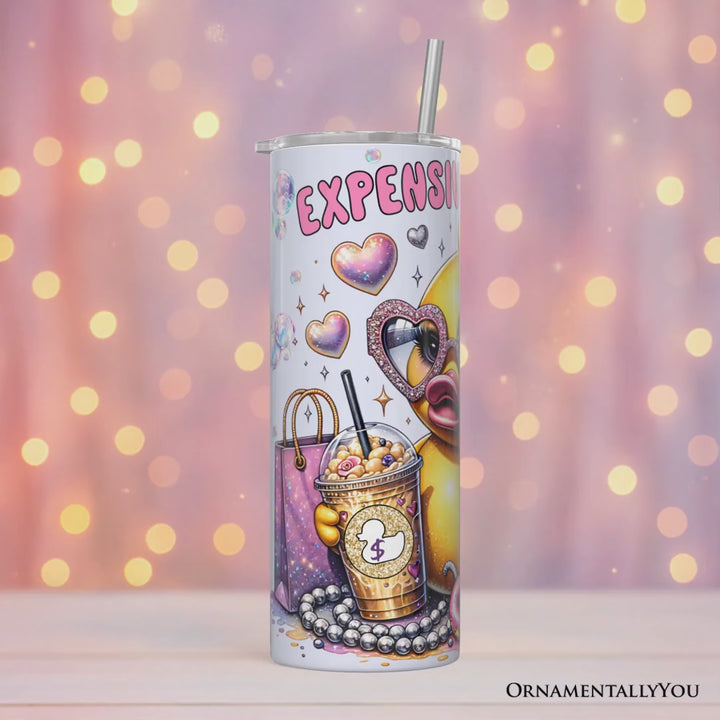 Sassy Rubber Duck 20oz Personalized Tumbler With Lid and Stainless Steel Straw, Purple Glam Girl Gift Cup