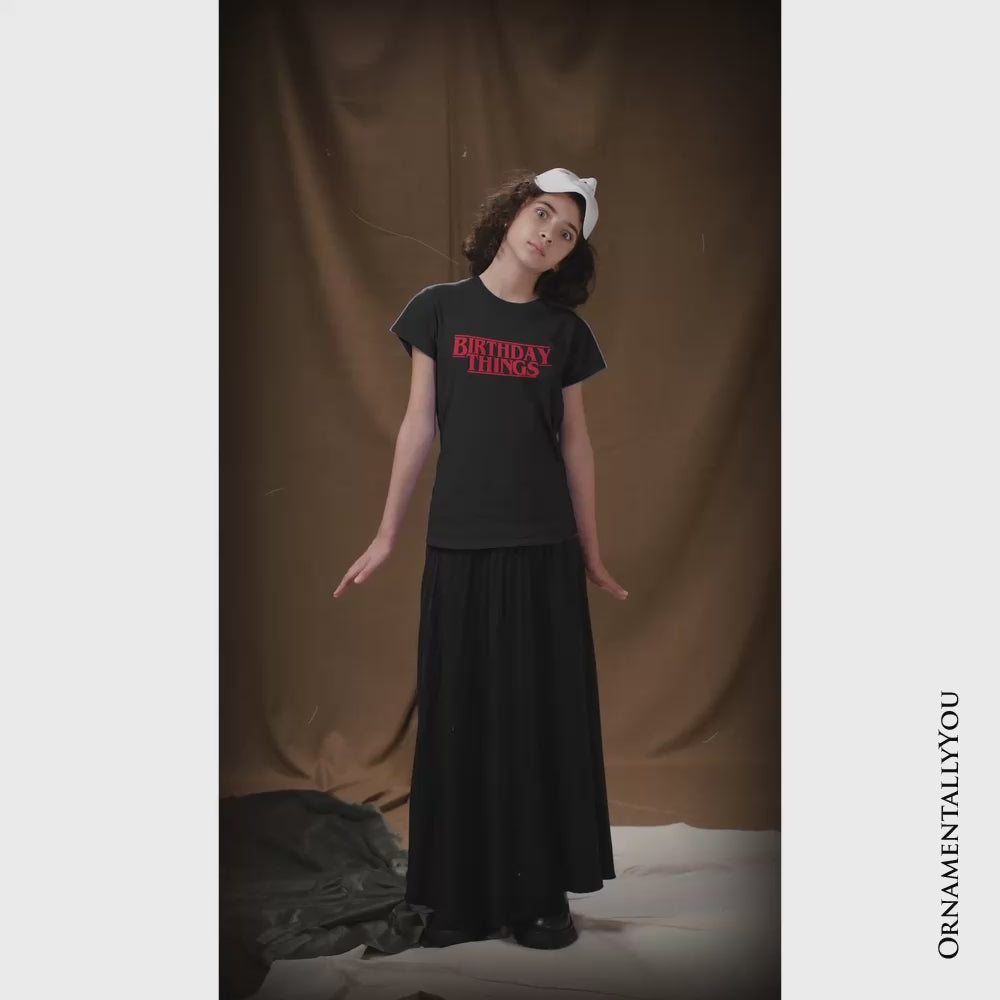 Kids Birthday Things Retro T-Shirt, Horror Bday Youth Tee