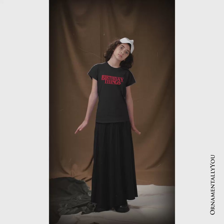Kids Birthday Things Retro T-Shirt, Horror Bday Youth Tee