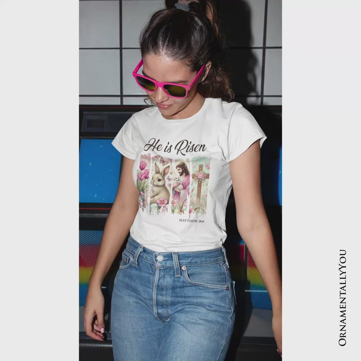 He Is Risen Easter Jesus T-Shirt, Matthew 28:6 Christian Tee for Believers