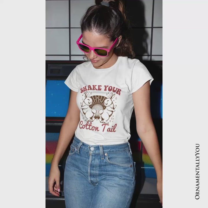 Funny Disco Easter Bunny T-Shirt, Shake Your Cotton Tail Retro Tee