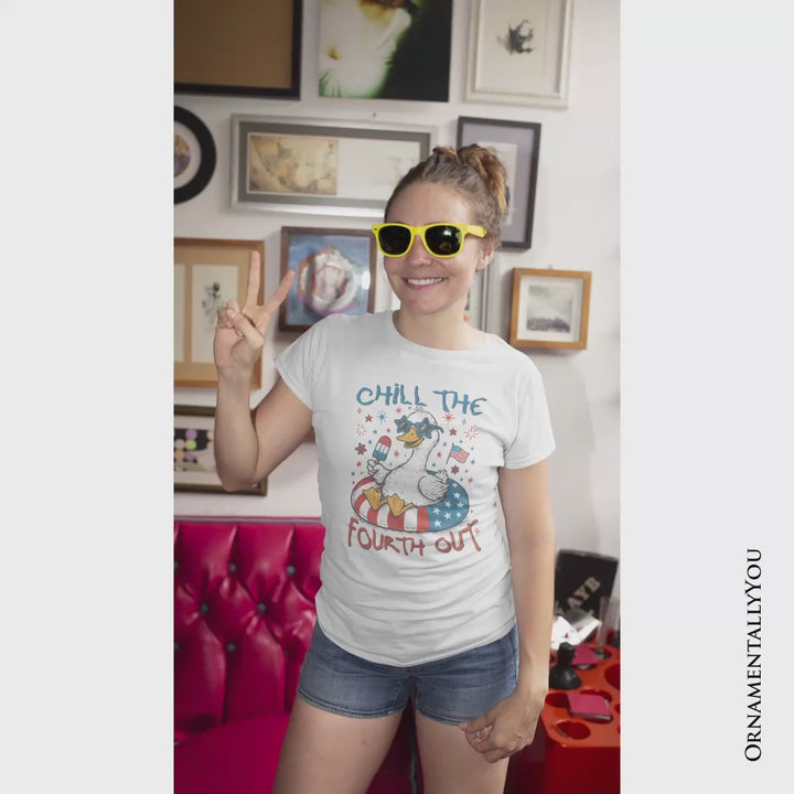 Chill The Fourth Out Goose T-Shirt, Funny Patriotic 4th of July Tee
