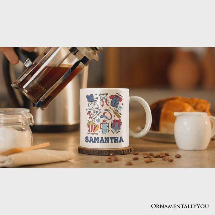 Retro Game Day Baseball Personalized Mug, Sports Lover Gift with Custom Name