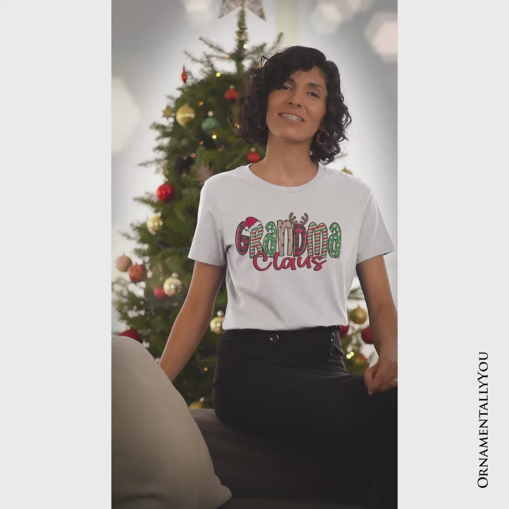 Grandma Claus Retro Christmas T-Shirt, Matching Family Holiday Tee