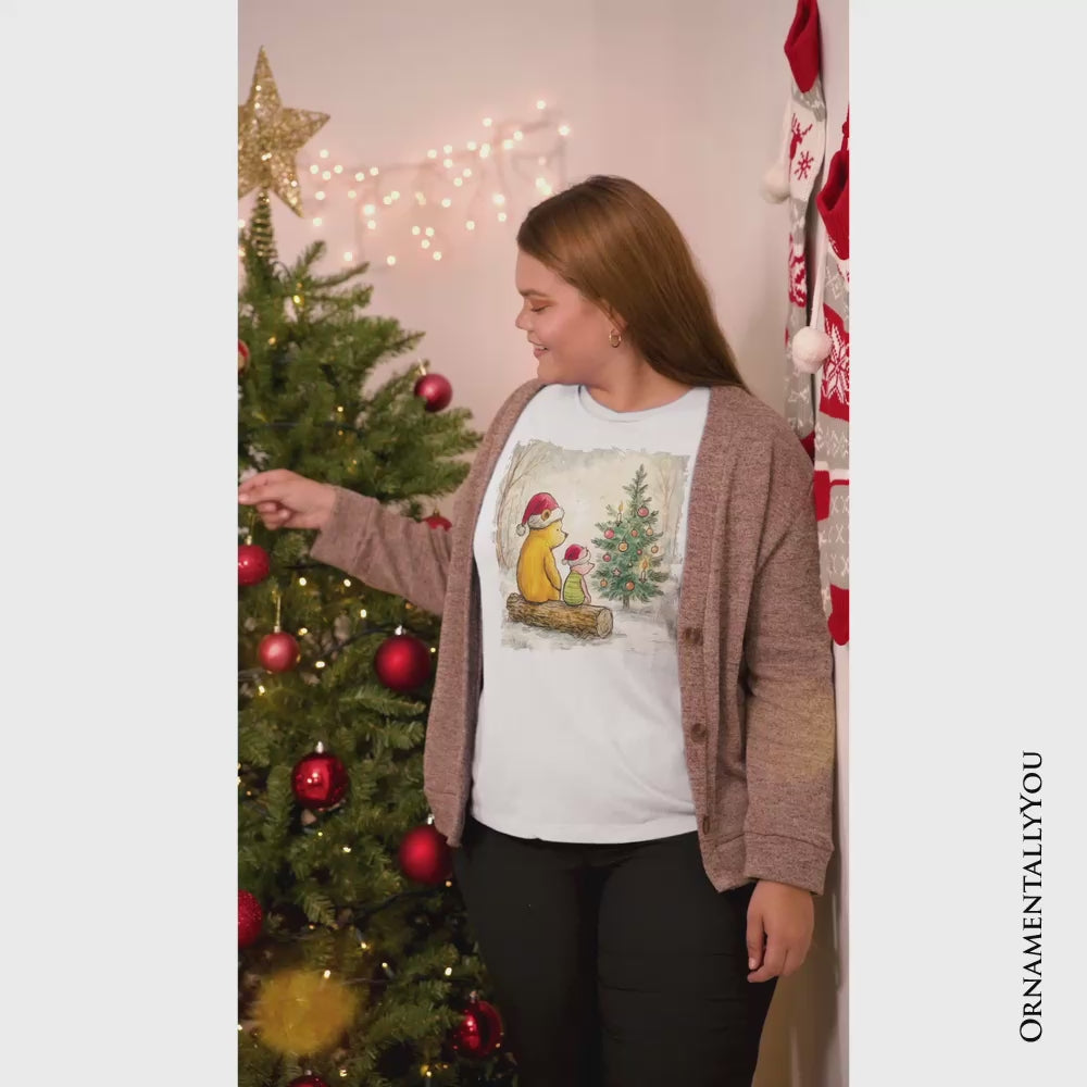 Pooh Bear Christmas With Friends T-Shirt, Cozy Heartwarming Holiday Tee