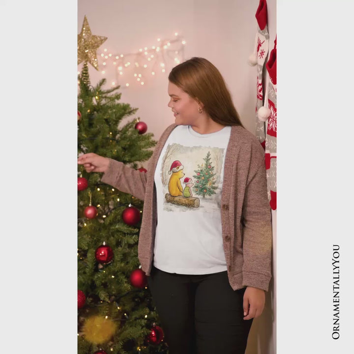 Pooh Bear Christmas With Friends T-Shirt, Cozy Heartwarming Holiday Tee