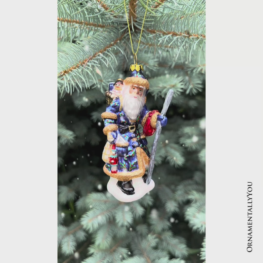 (Pre-Order) Victorian Vagabound Santa Claus Glass Christmas Ornament, Purple Tree Decor