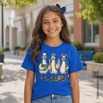 Kids Goose Back to School T-Shirt, Cute Youth Student Classroom Tee