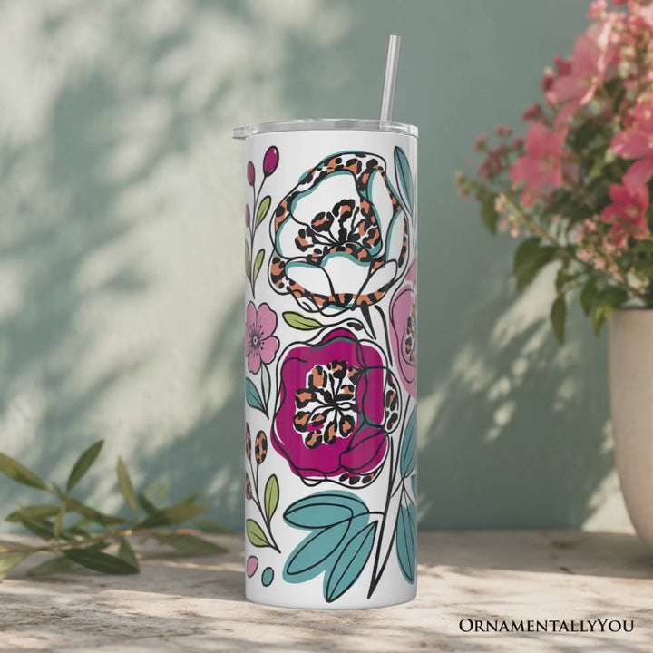 Don't Let The Hard Days Win Mental Health 20oz Personalized Tumbler With Lid and Stainless Steel Straw, Floral Positive Affirmation Gift Cup