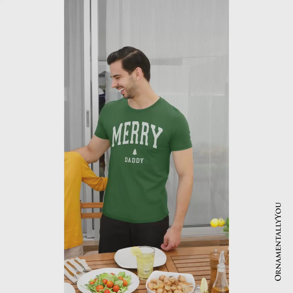 Merry Daddy Retro Christmas T-Shirt, Matching Family Holiday Tee