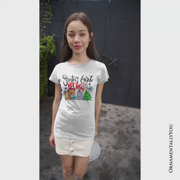 Santa’s Favorite Vet Tech Christmas T-Shirt, Festive Holiday Veterinary Tee