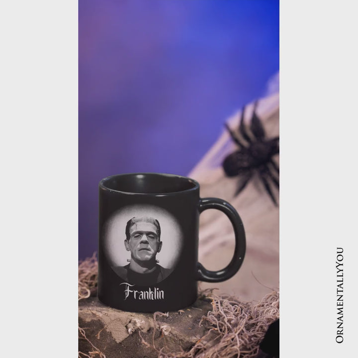 Frankenstein Spooky Portrait Personalized Mug Horror Villain Theme Halloween Gift with Custom Name