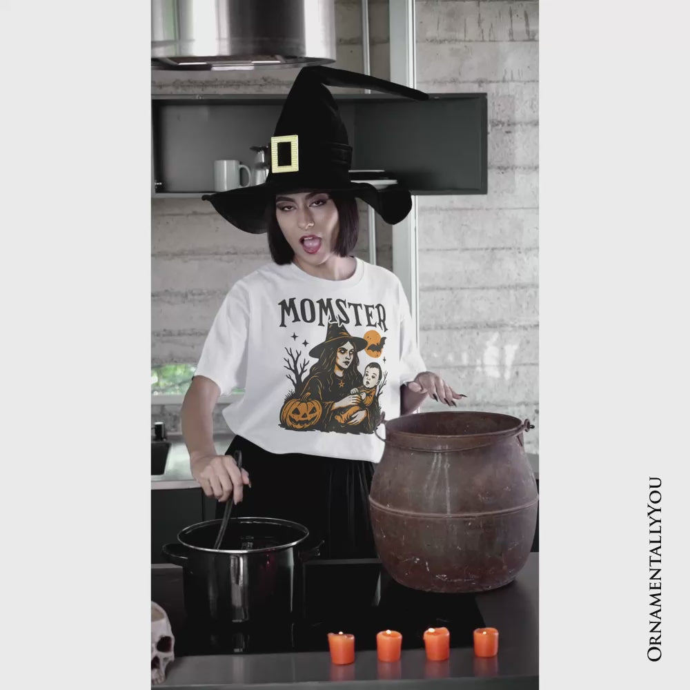 Momster T-Shirt for Spooky Season, Witchy Halloween Tee for Moms