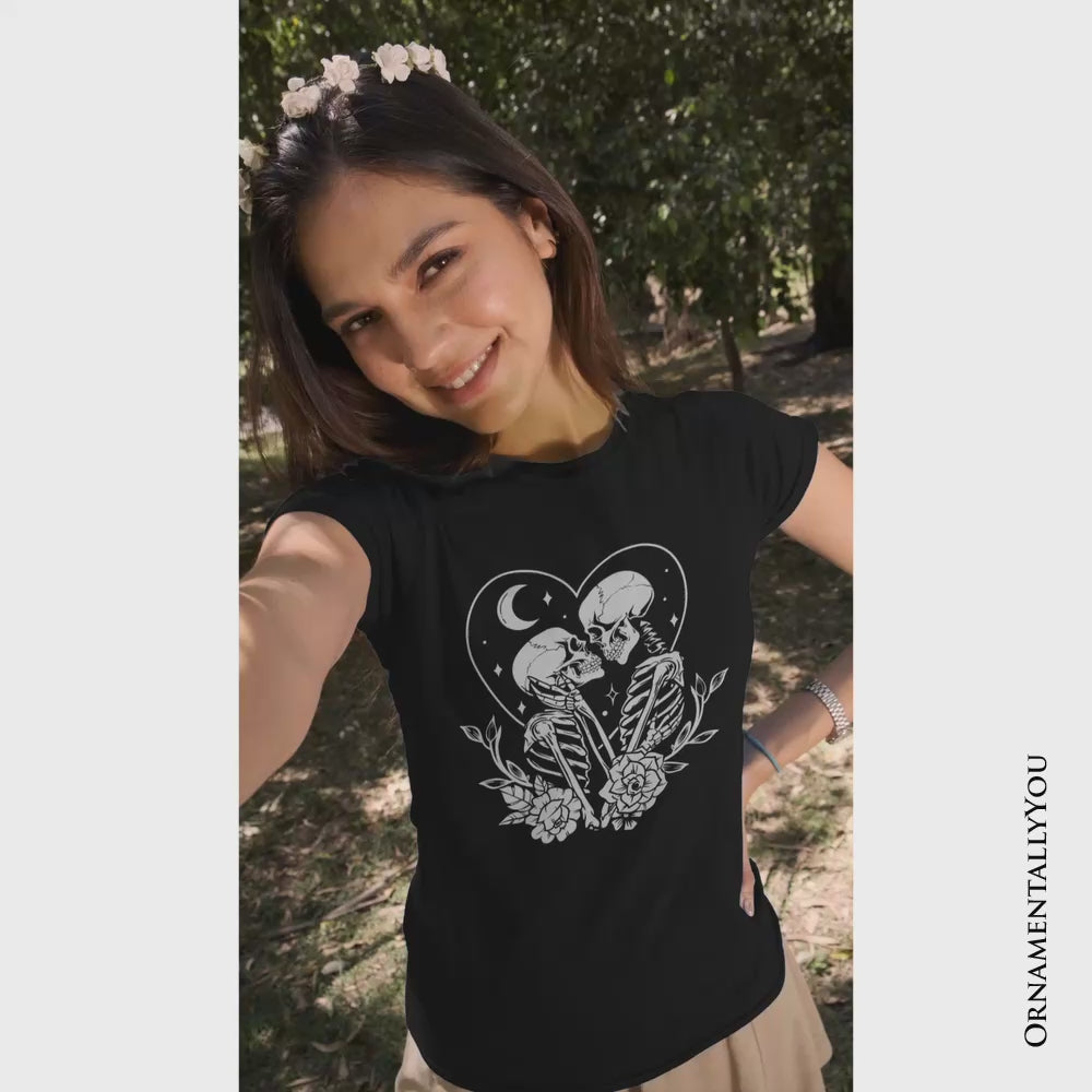The Lovers Skeletons T-Shirt, Spooky Gothic Romantic Valentine Tee