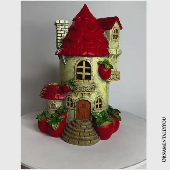 Solar Powered Strawberry Fairy Home Garden Statue, 10" Unique Spring Decoration