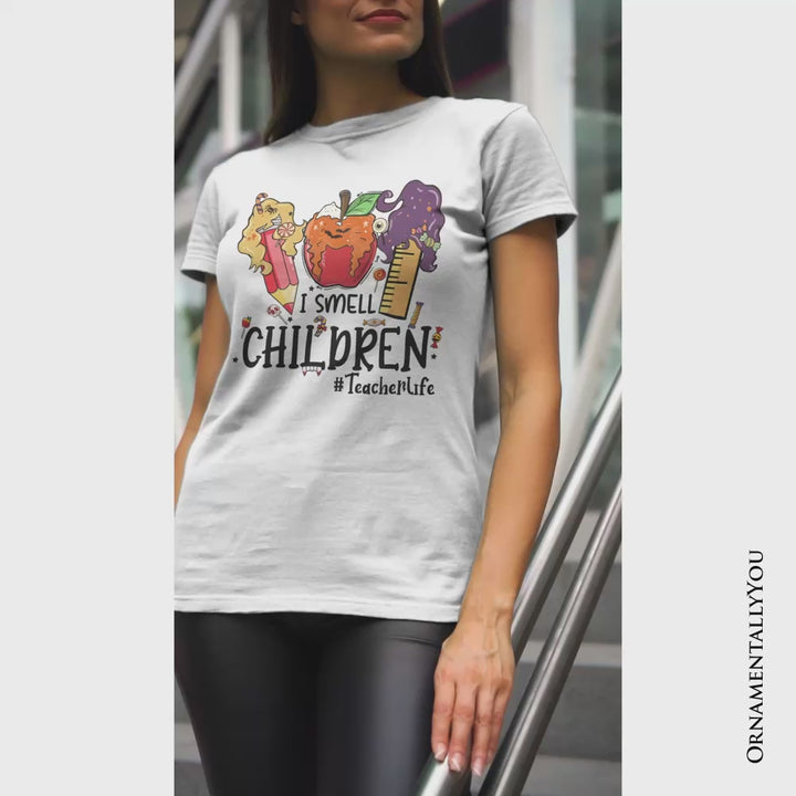 I Smell Children Witch Teacher Life T-Shirt, Back To School Halloween Tee