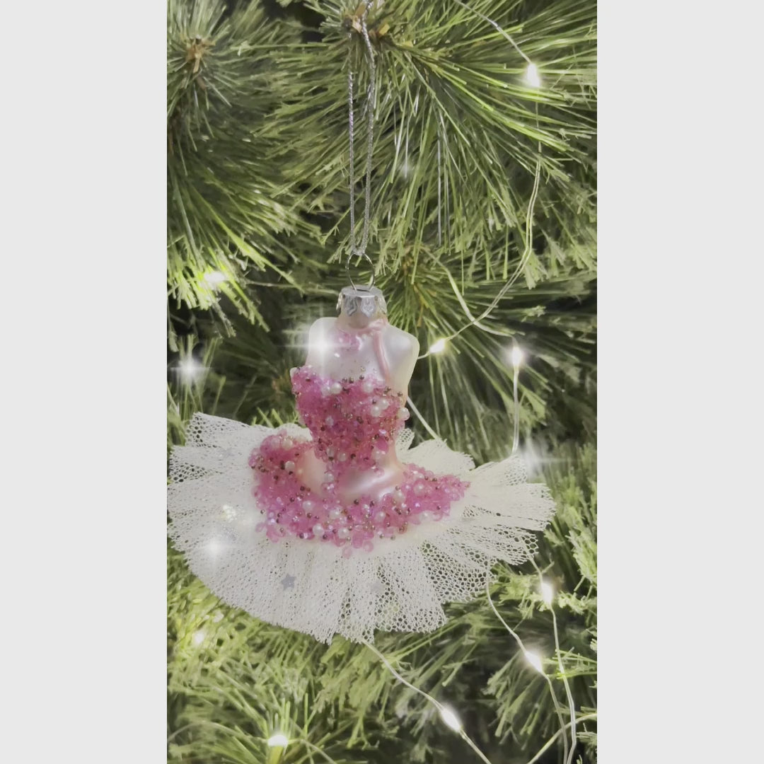 (Pre-Order) Classic Ballerina Dress Handcrafted Glass Ornament, Ballet Dancer Gift