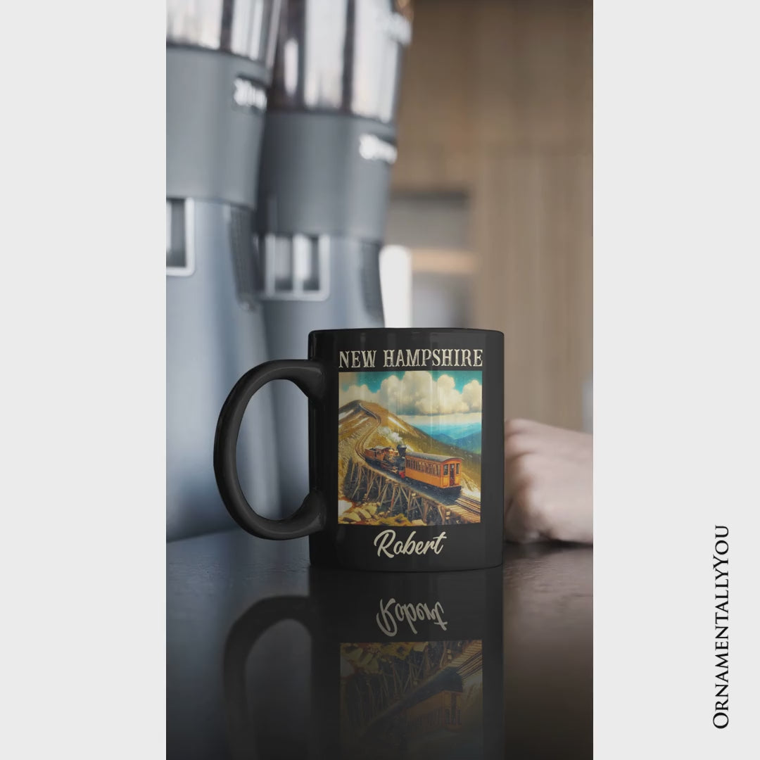 Scenic New Hampshire State Mount Washington Cog Railway Personalized Mug, American Northeast Landmark Gift and Souvenir with Custom Name