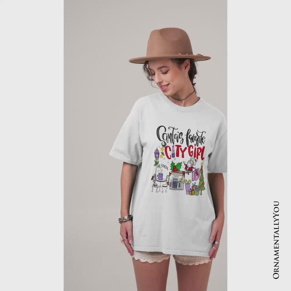 Santa's Favorite City Girl T-Shirt, Merry Christmas Shopping Tee