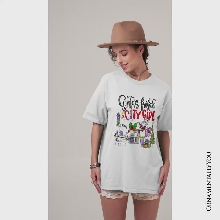 Santa's Favorite City Girl T-Shirt, Merry Christmas Shopping Tee
