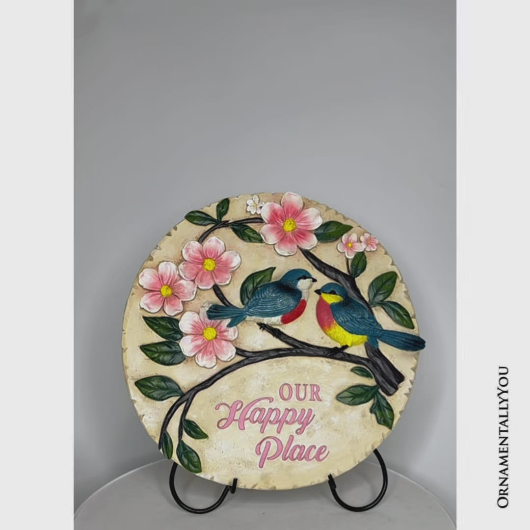 Blossoming Songbirds Positivity Stepping Stone, 9.5" Happiness Garden Decoration and Support Gift
