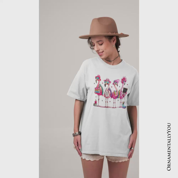 Flamingo Back to School T-Shirt, Cute Tee With Tropical Birds