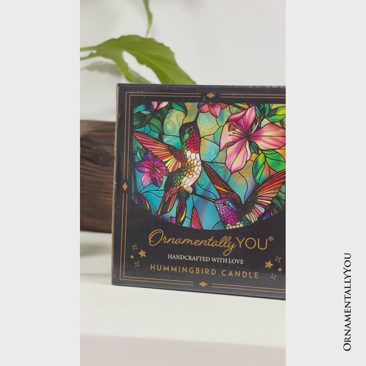 Hummingbird Faux Stained Glass LED Tea Light Candle, Delicate Nature Inspired Decor With Soft Glow