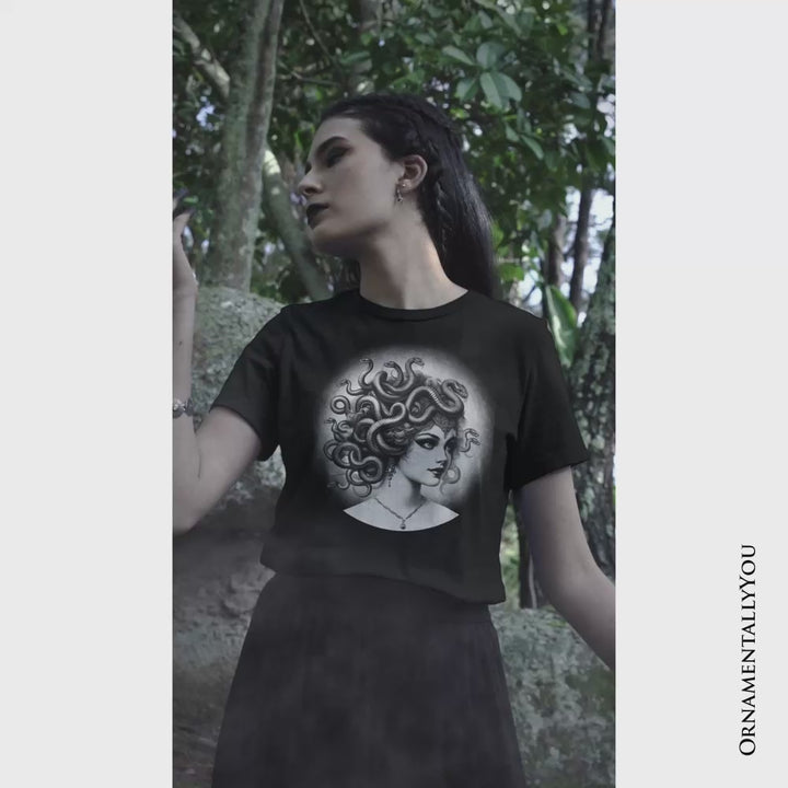 Medusa Spooky Portrait T-Shirt, Horror Villain Theme Halloween Tee