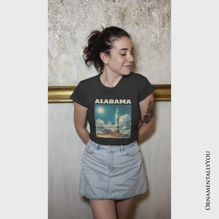 Retro Alabama State Rocket Launch T-Shirt, NASA Space Center Tee and Huntsville Souvenir