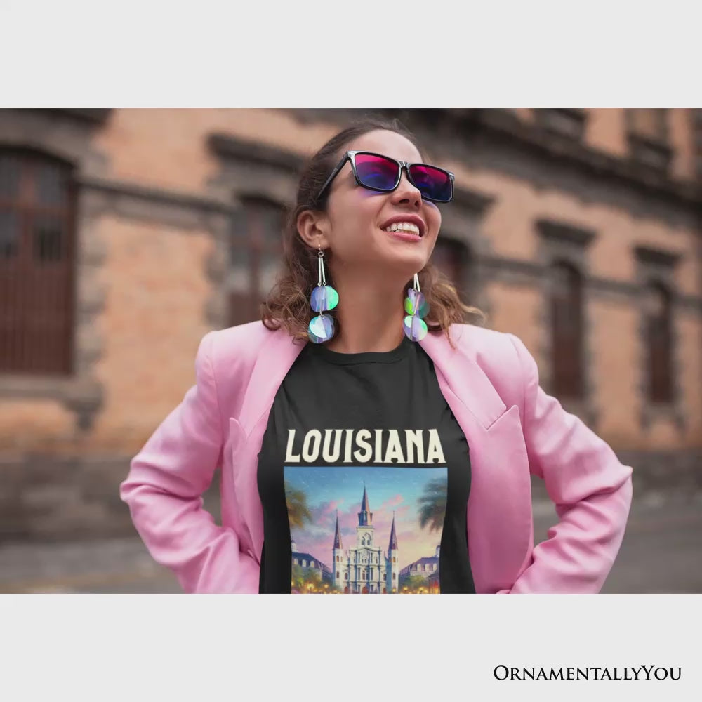 Artistic Louisiana State Cathedral T-Shirt, St. Louis Landmark Tee and Holiday Keepsake Souvenir