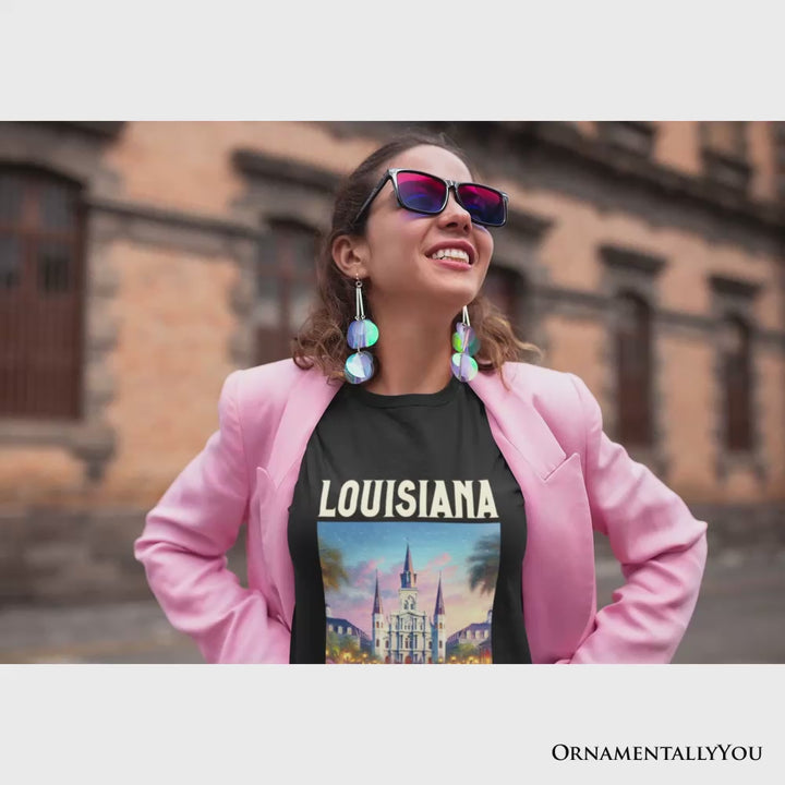 Artistic Louisiana State Cathedral T-Shirt, St. Louis Landmark Tee and Holiday Keepsake Souvenir