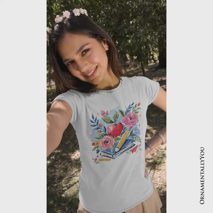 Boho Floral Teacher T-Shirt, Watercolor Back to School Tee