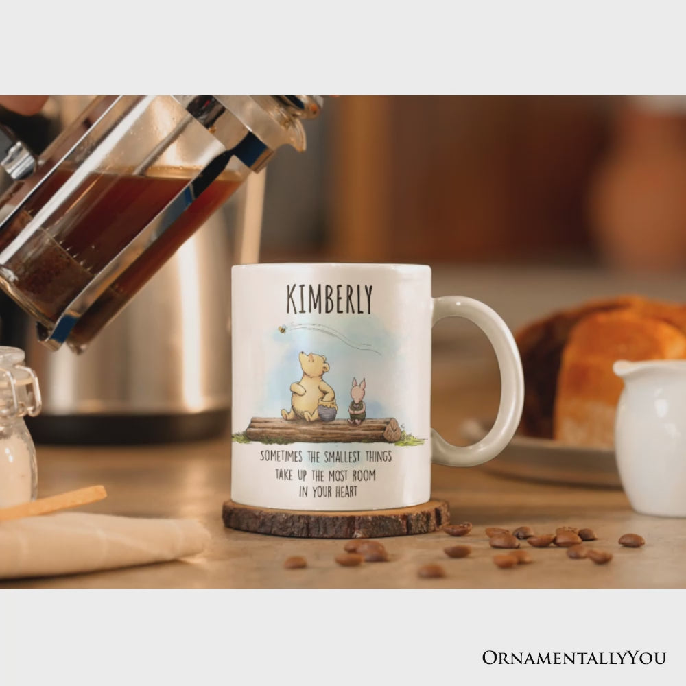 Sentimental Heartwarming Winnie-the-Pooh Quote Personalized Mug, 1926 A.A. Milne Small Things Friendly Gift with Custom Name