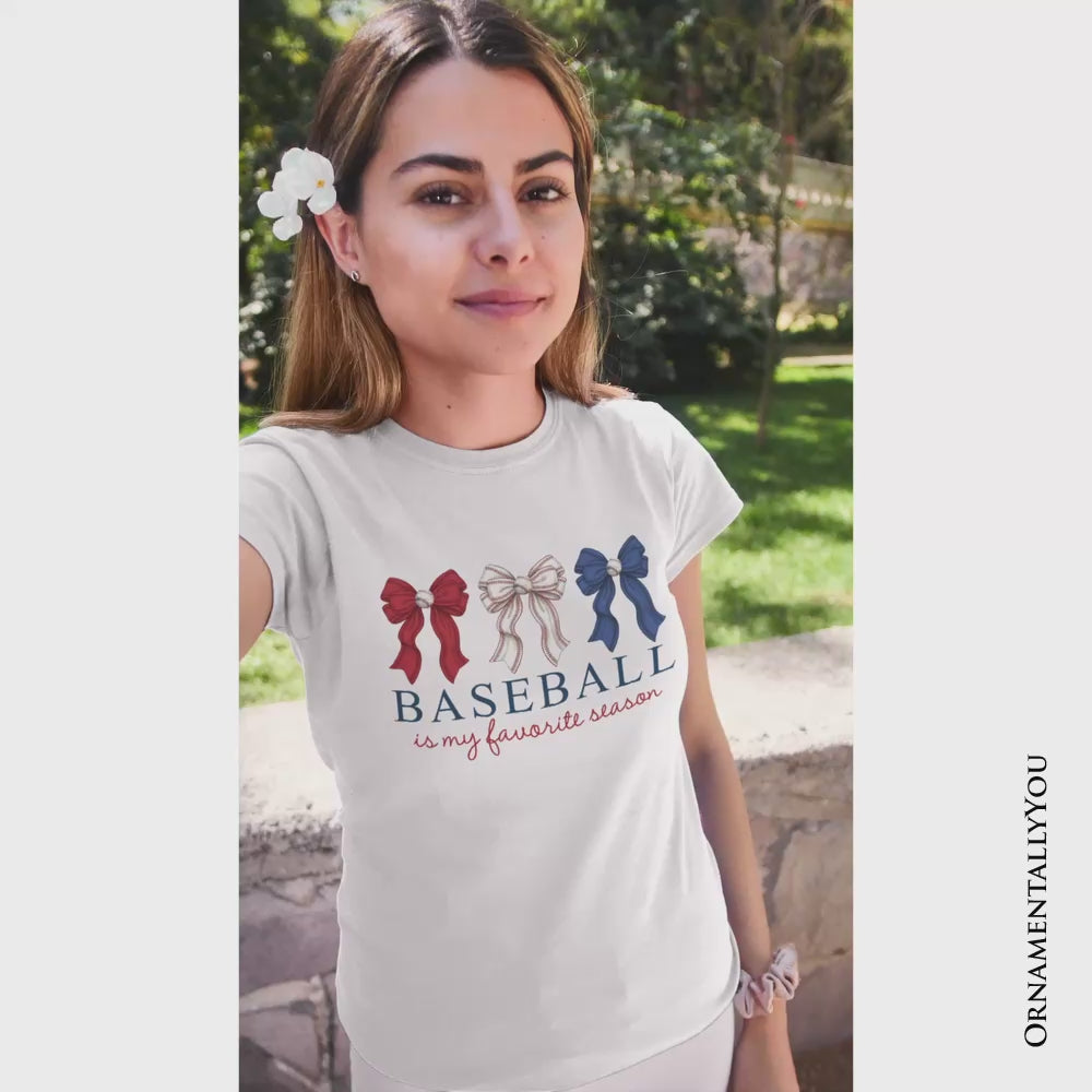 Baseball Is My Favorite Season T-Shirt, Coquette Bow Game Day Tee