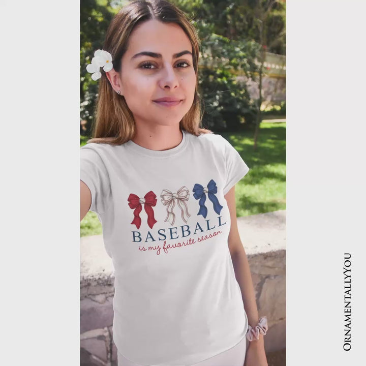 Baseball Is My Favorite Season T-Shirt, Coquette Bow Game Day Tee