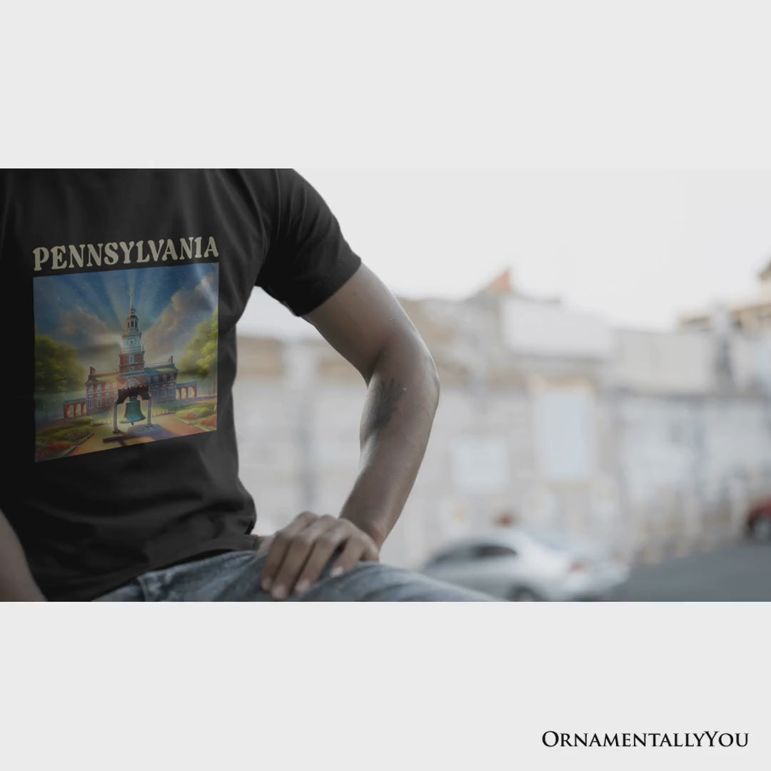 Historic Liberty Bell and Independence Hall Pennsylvania State T-Shirt, Colonial Landmark Tee and Travel Souvenir