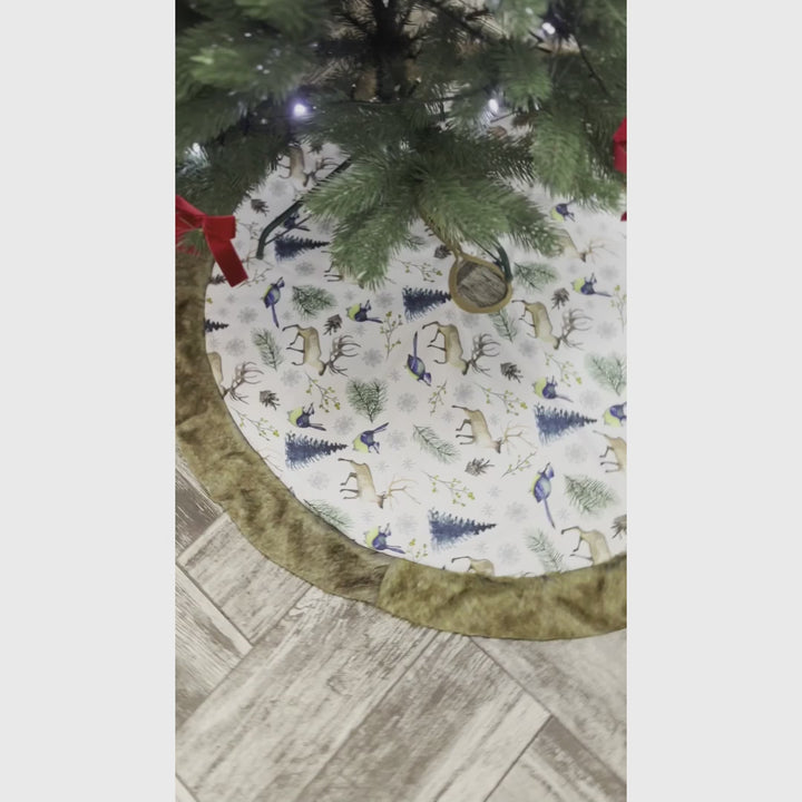 Rustic Nature Pattern Elegant Vintage Christmas Tree Skirt